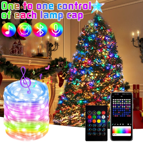 Waterproof Fairy Christmas Tree Lights Music Remote Control LED